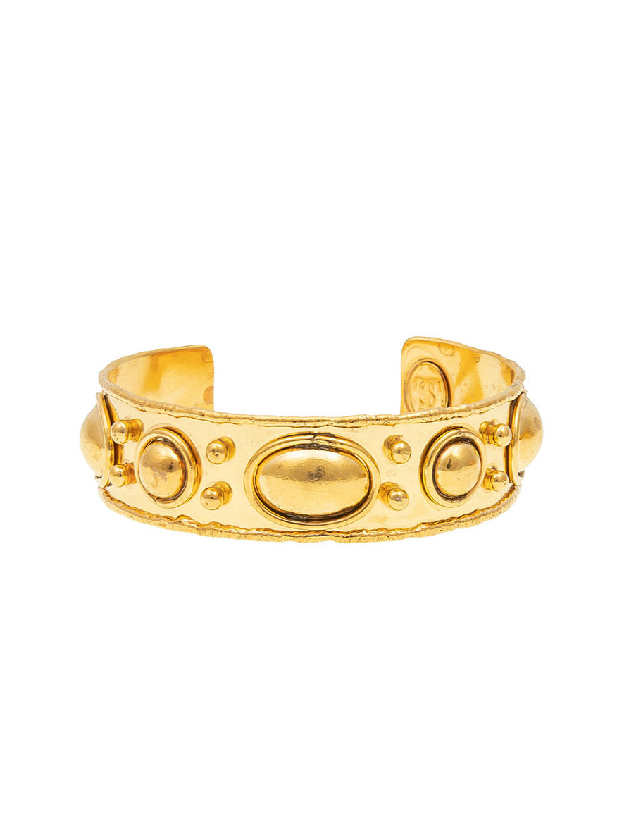 A Sylvia Toledano Bracelet Byzantin in Gold featuring a central oval design flanked by circular accents and ornate detailing.