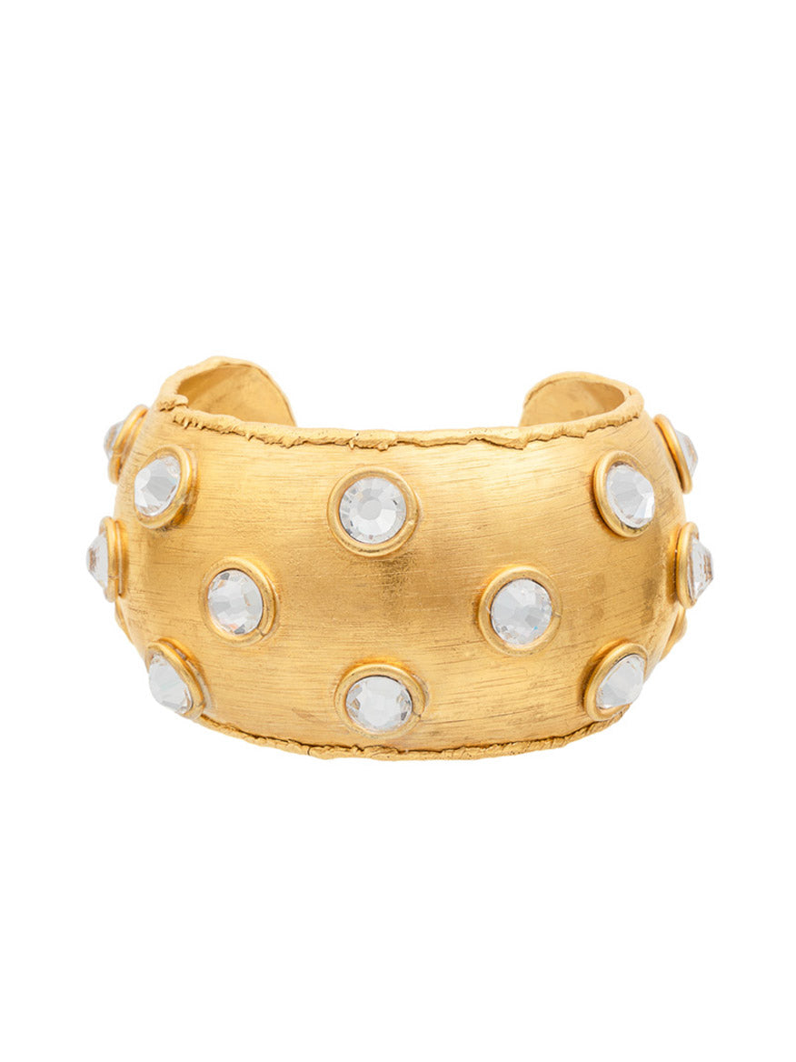 The Sylvia Toledano Cuff Dune in Gold & Swarovski Crystals is a fine gold piece adorned with round white Swarovski Crystals.