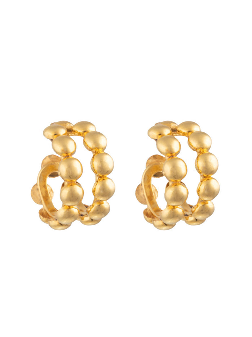 A pair of Sylvia Toledano Earrings Tribal in Gold with a bead-like design, reminiscent of tribal earrings.