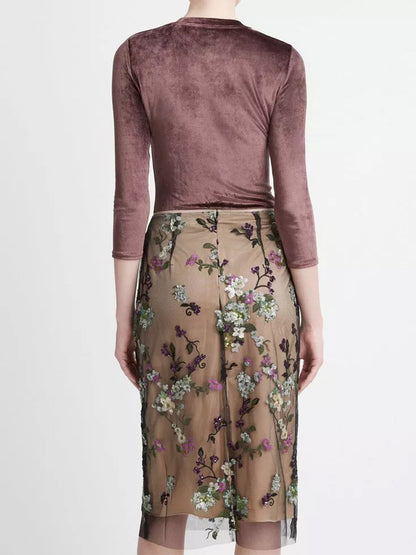 Vince Begonia Sequin Skirt in Dewberry