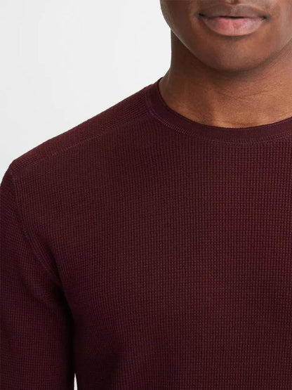 Vince Thermal Long Sleeve Crew Neck Pullover in Pinot Vino