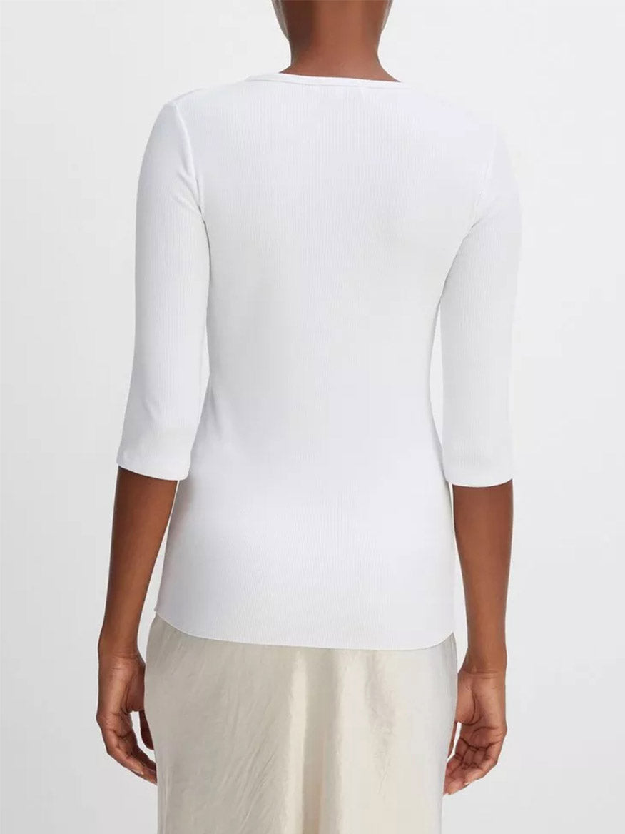 Vince Elbow Sleeve Crew Neck T-Shirt in White