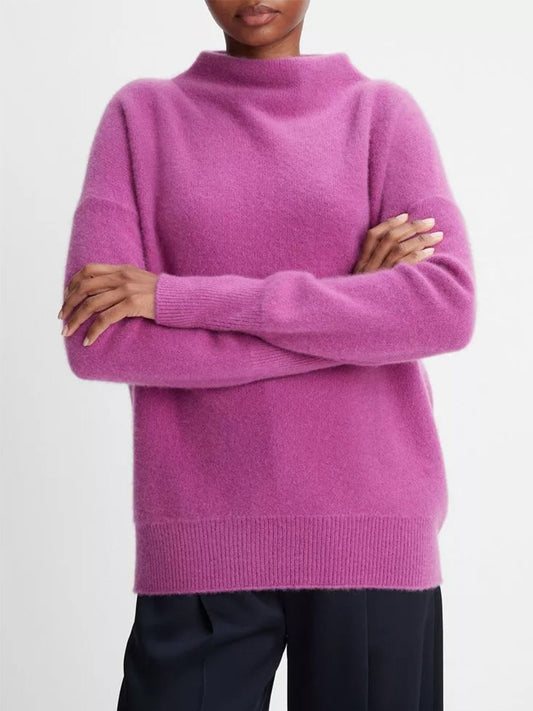 Vince Plush Cashmere Funnel Neck Sweater in Dewberry