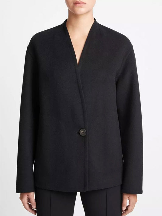 Vince Knit Combo Wool-Blend Jacket in Black
