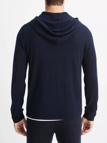 Vince Featherweight Wool Cashmere Pullover Hoodie in Coastal