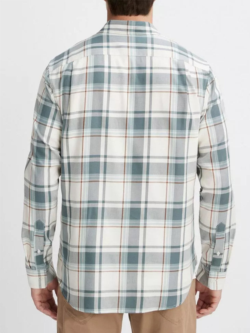 Vince Manchester Plaid Shirt in Bone/Dusty Teal