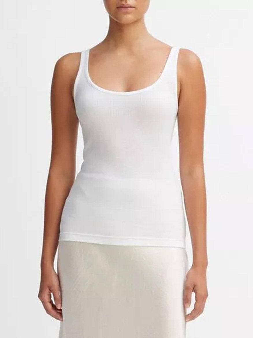 Vince Scoop Neck Tank in White
