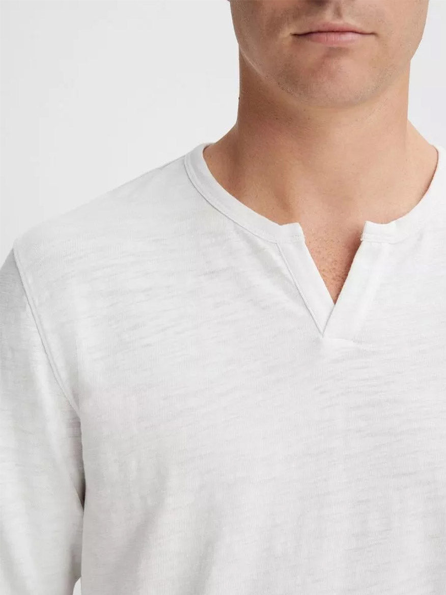 Vince Slub Cotton Split-Neck T-Shirt in Optic White