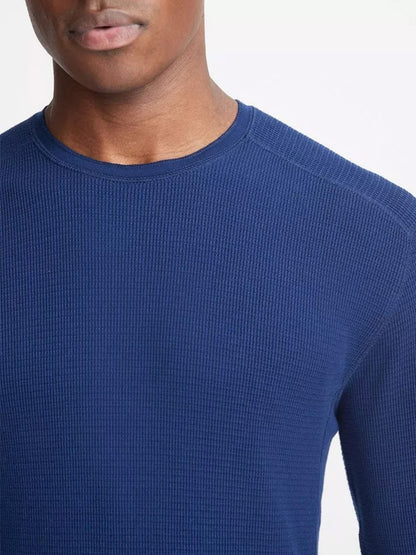Vince Thermal Long Sleeve Crew Neck T-Shirt in Royal Blue