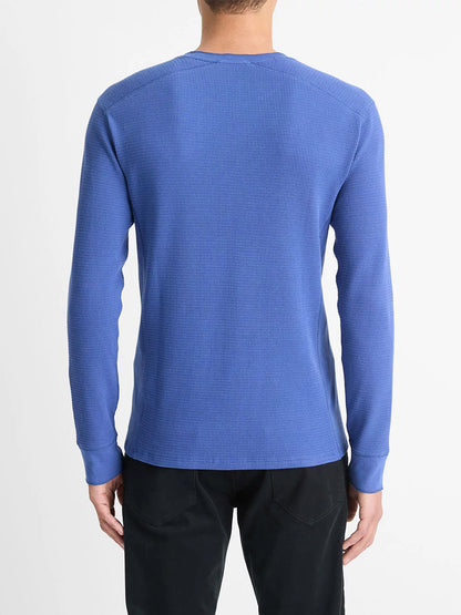 Vince Thermal Pima Cotton-Blend Long-Sleeve T-Shirt in Light Faded Cobalt