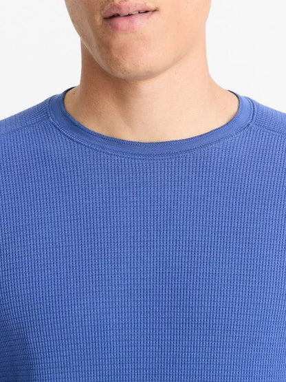 Vince Thermal Pima Cotton-Blend Long-Sleeve T-Shirt in Light Faded Cobalt