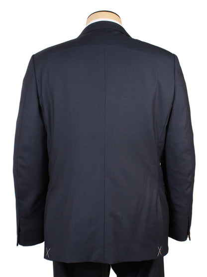 A mannequin displays the Zegna Dark Avio Blue Check Trofeo™ Wool Suit from the back, highlighting Italian craftsmanship and fine tailoring.