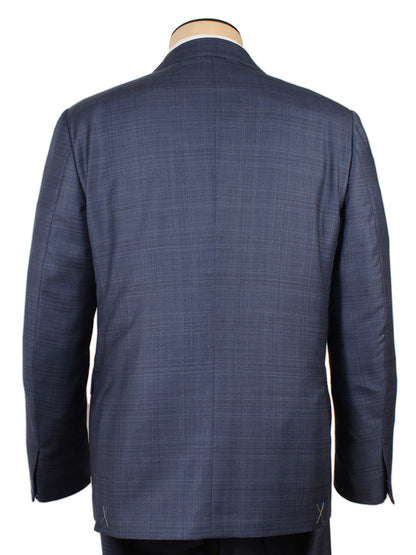 A back view of the Zegna High Performance Bright Blue Suit jacket on a mannequin, featuring long sleeves, a tailored fit, and crafted from all-season wool for superior performance.