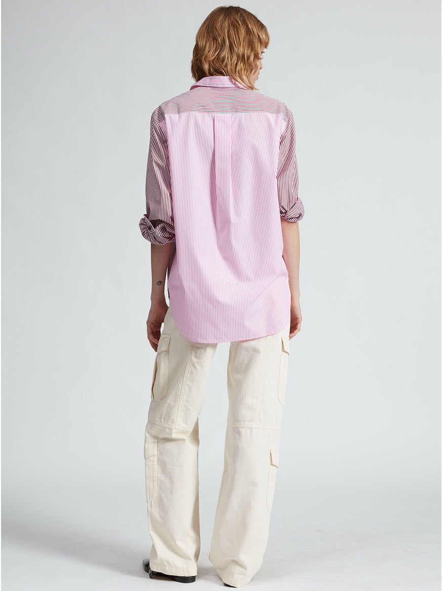 rag & bone Maxine Cotton Poplin Shirt in Pink Multi