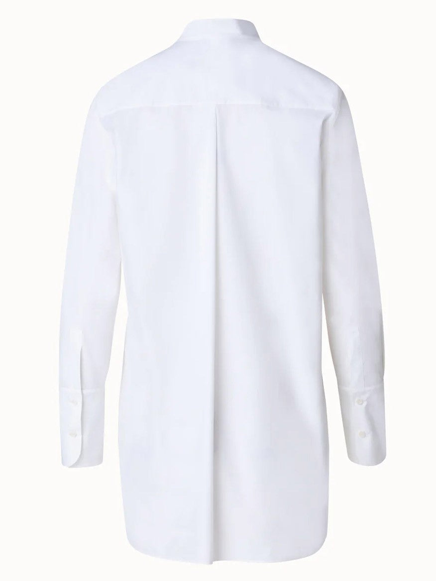 Akris Punto Asymmetric Zip Front Cotton Poplin Shirt in Cream