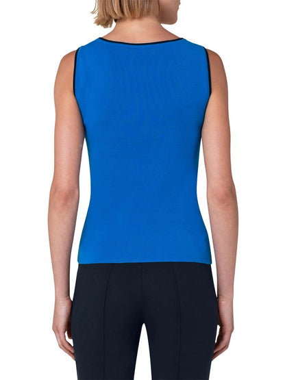 Akris Punto Colorblock Stretch Wool Tank in Electric Blue/Navy