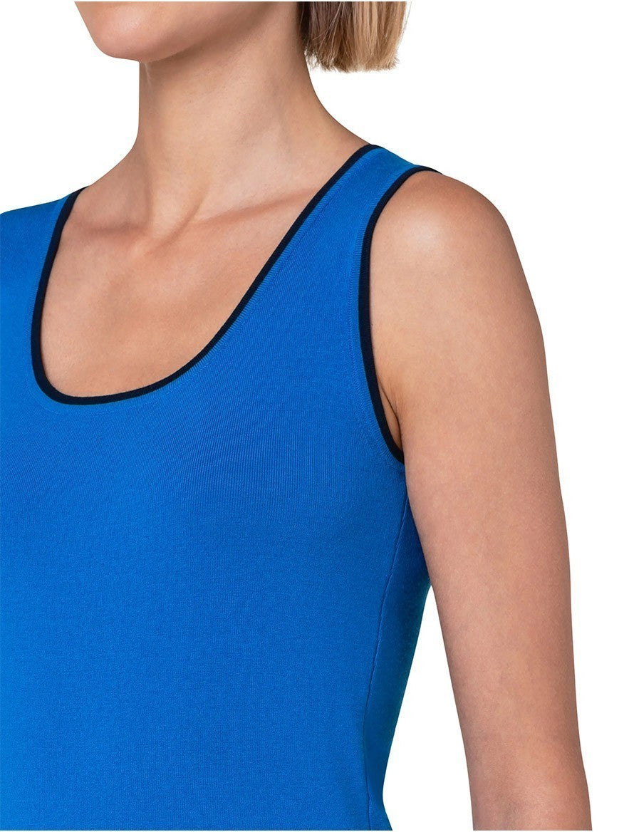 Akris Punto Colorblock Stretch Wool Tank in Electric Blue/Navy