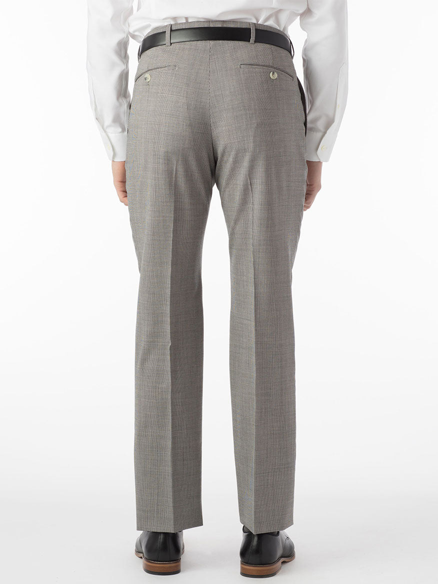 The back view of a man in Ballin Soho Comfort 'EZE' Modern Flat Front Pant in Houndstooth suit pants.