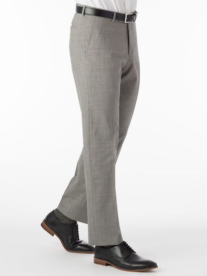 A man in Ballin Soho Comfort 'EZE' Modern Flat Front Pant in Houndstooth is standing on a white background.