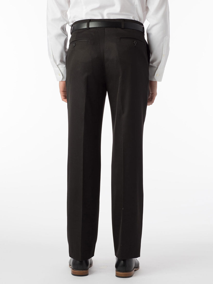 The back view of a man wearing Ballin Dunhill Micro Nano Traditional Flat Front Pant in Black.