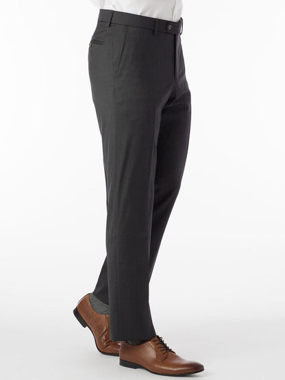 Ballin Houston Super 130s Modern Flat Front Pant in Charcoal