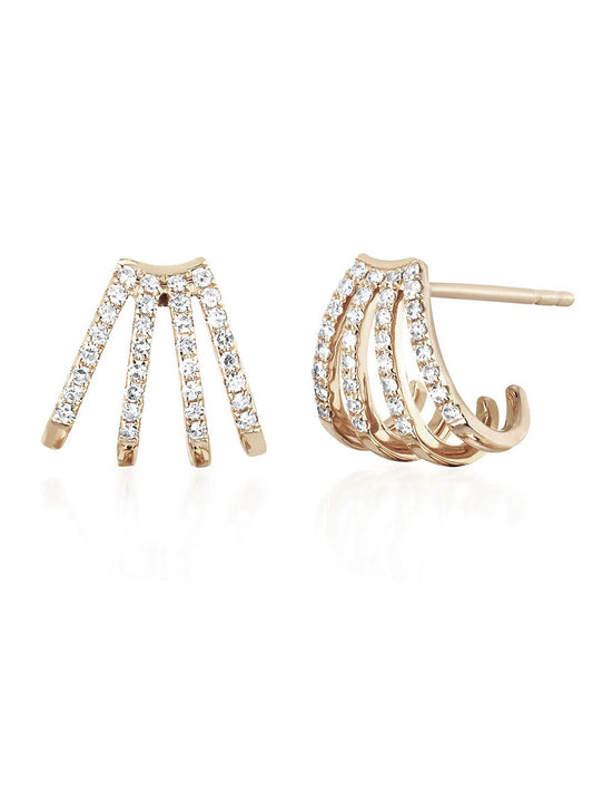 EF Collection Diamond Multi Huggie Earrings in Yellow Gold