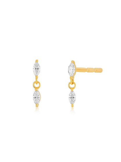 EF Collection Diamond Marquise Dangle Stud Earrings in Yellow Gold