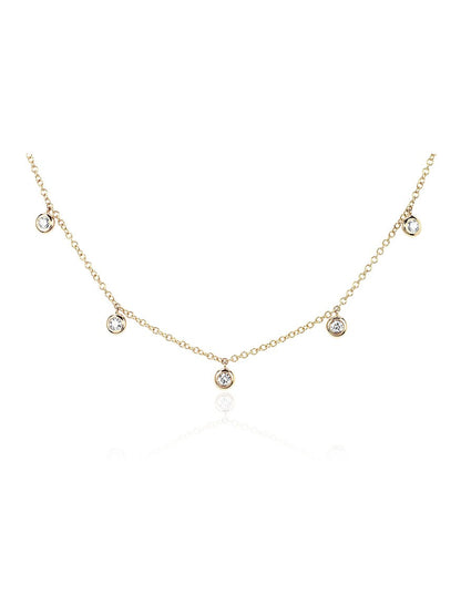 EF Collection 5 Diamond Bezel Choker Necklace in Yellow Gold