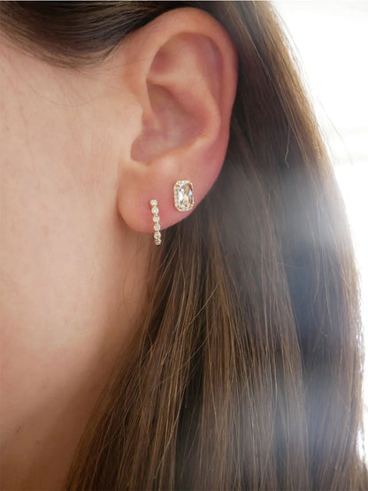 EF Collection Diamond Bezel Huggie Earrings in White Gold