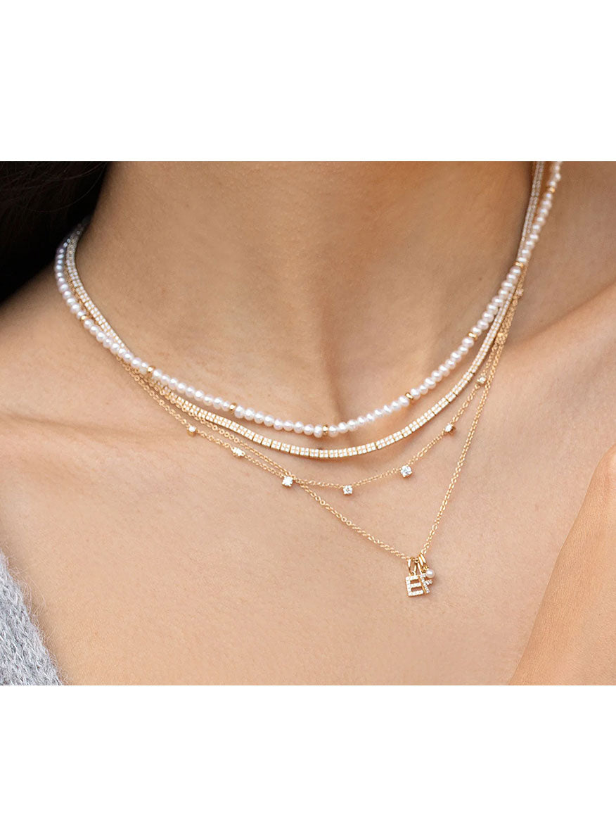 EF Collection Birthstone Necklace with Gold Rondelles - Pearl