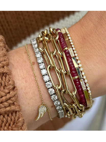 EF Collection Birthstone Bracelet with Gold Rondelles - Ruby