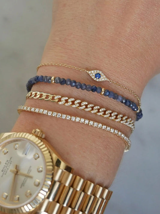 EF Collection Birthstone Bracelet with Gold Rondelles - Blue Sapphire