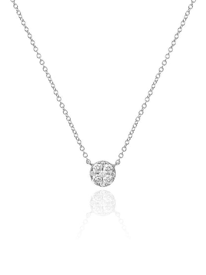 EF Collection Full Cut Diamond Disc Choker Necklace in White Gold