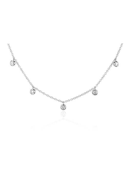 EF Collection 5 Diamond Bezel Choker Necklace in White Gold