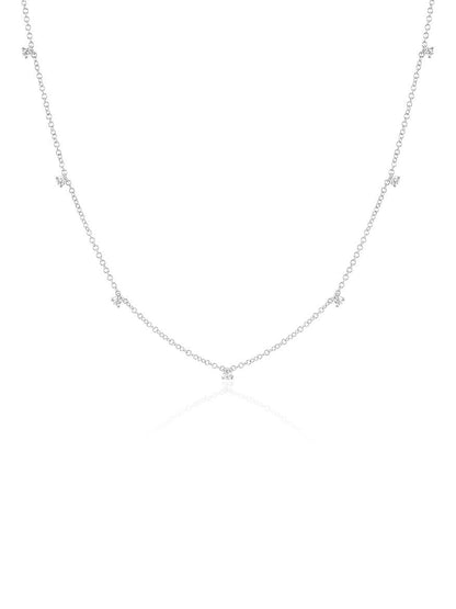 EF Collection 7 Prong Set Diamond Necklace in White Gold