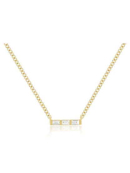 EF Collection Baguette Mini Bar Necklace in Yellow Gold