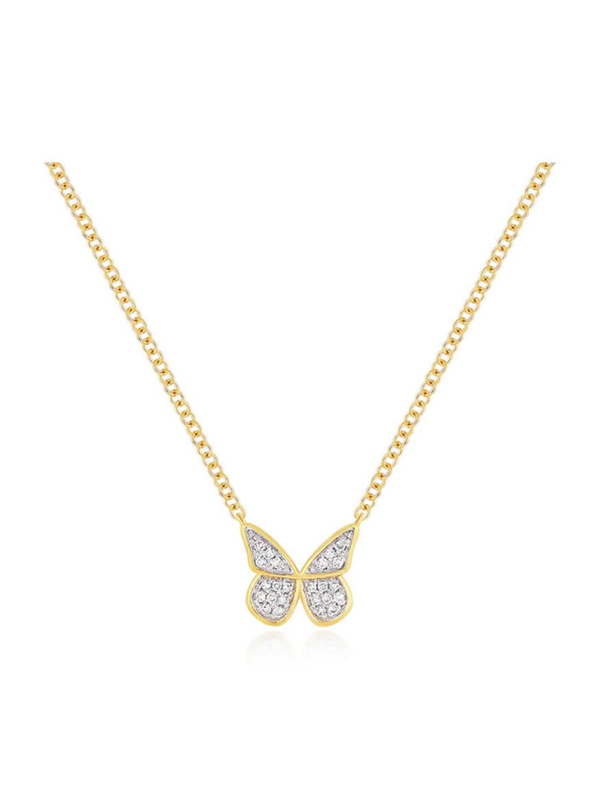 EF Collection Diamond Flutter Necklace in Yellow Gold