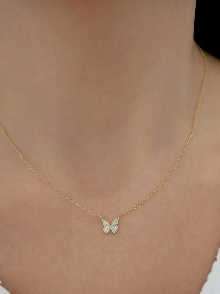 EF Collection Diamond Flutter Necklace in Yellow Gold