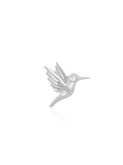 EF Collection Mini Hummingbird Stud Earring in White Gold