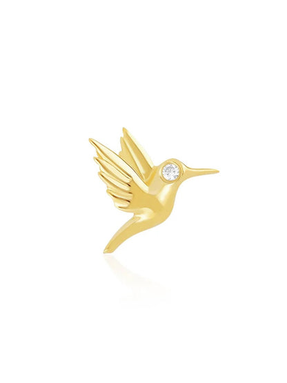 EF Collection Mini Hummingbird Stud Earring in Yellow Gold