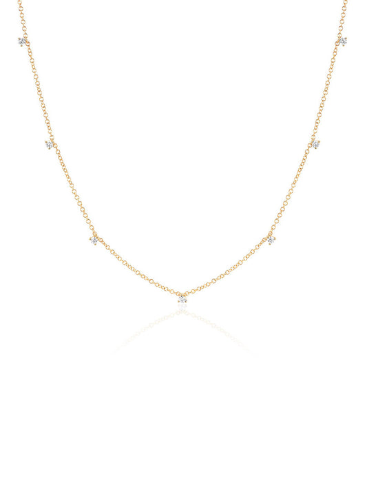 EF Collection 7 Prong Set Diamond Necklace in Yellow Gold
