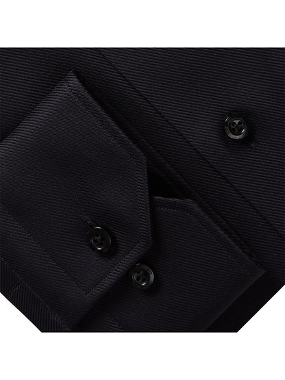 Emanuel Berg Black Textured Twill Casual Dress Shirt