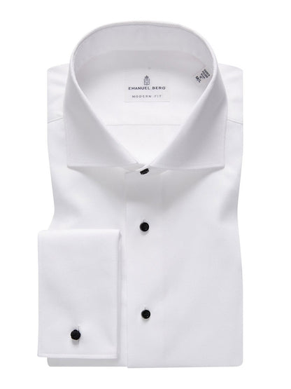 Emanuel Berg Formal Dress Shirt in White James Bond Collar