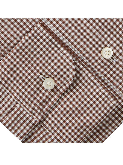 Emanuel Berg Summer Textured Crinkle Hybrid Shirt in Brown