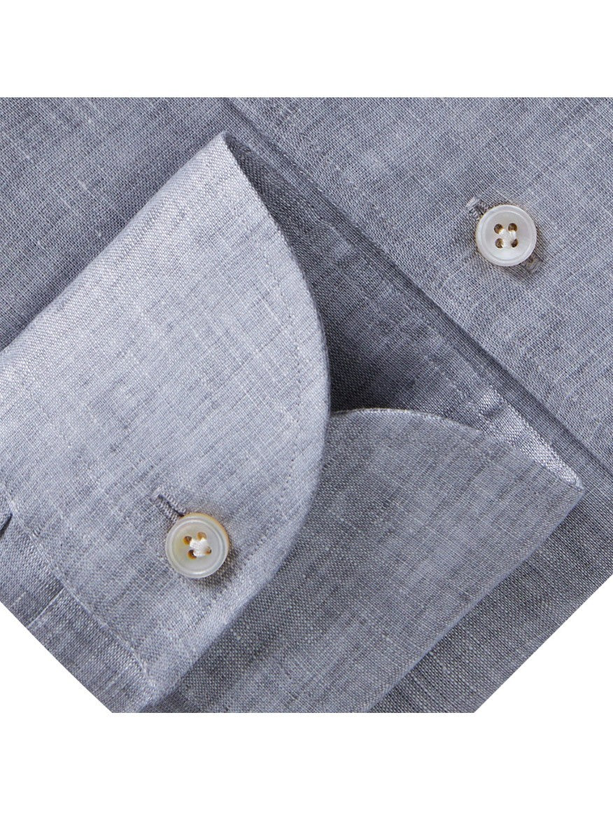 Emanuel Berg Extra Fine Linen Premium Luxury Dress Shirt in Medium Grey