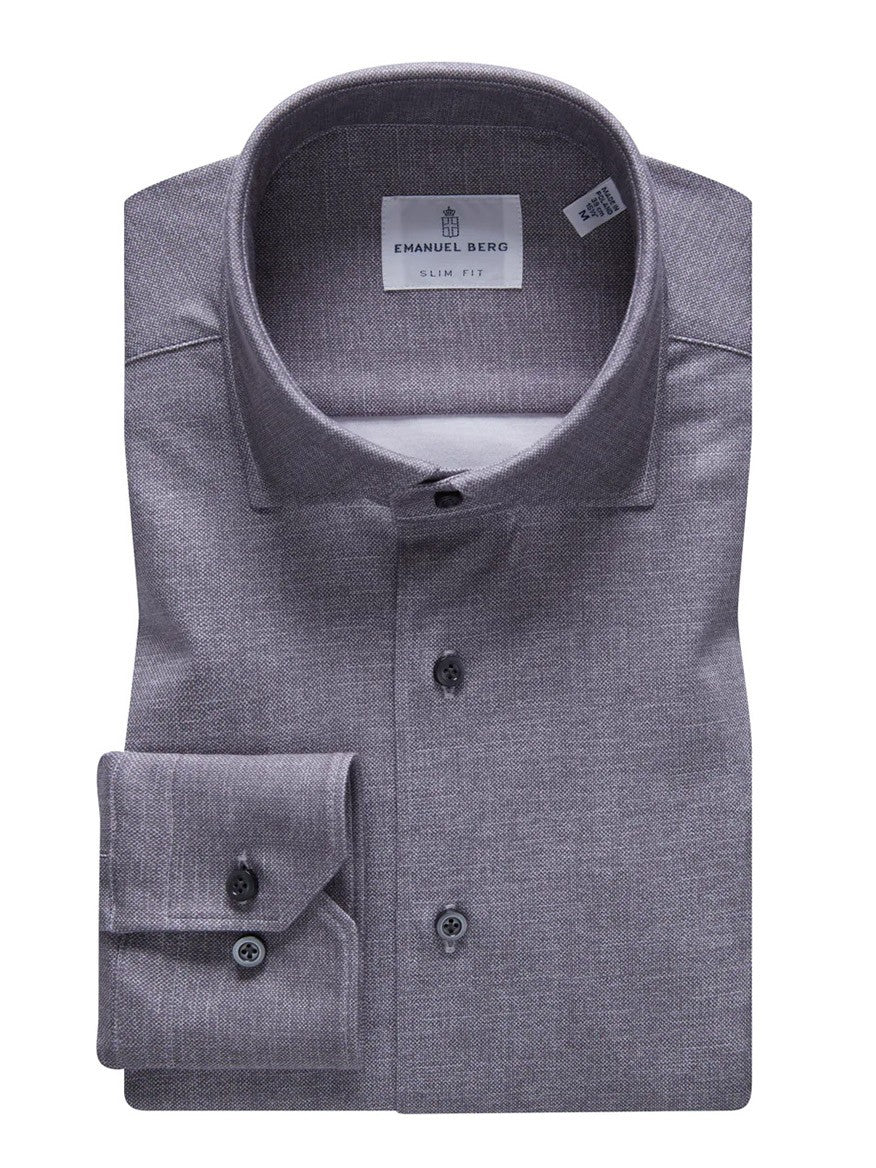 Emanuel Berg Modern Fit 4WayFlex Dress Shirt in Dark Grey