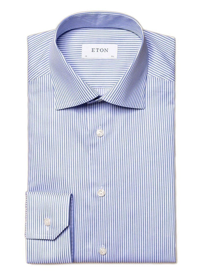 Eton Slim Fit Royal Blue Bengal Stripe Dress Shirt