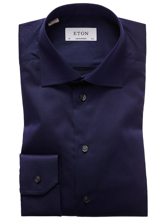 Eton Contemporary Fit Navy Signature Twill Dress Shirt