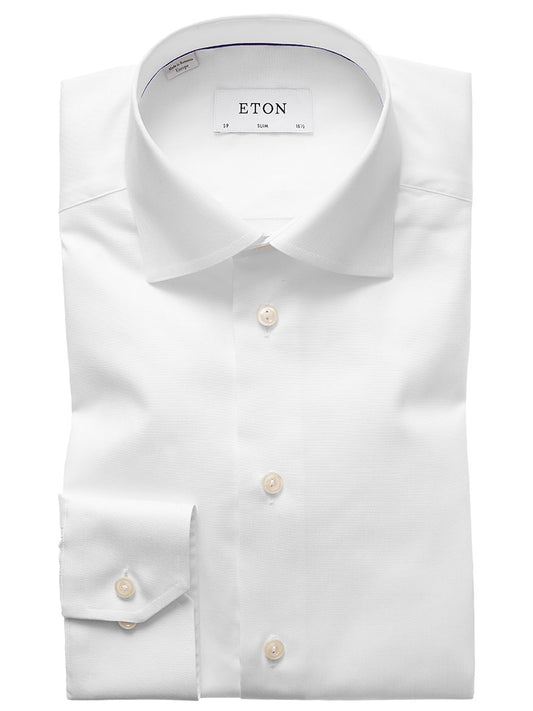 Eton Slim Fit White Signature Twill Dress Shirt