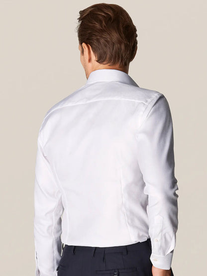 Eton Slim Fit White Textured Twill Dress Shirt